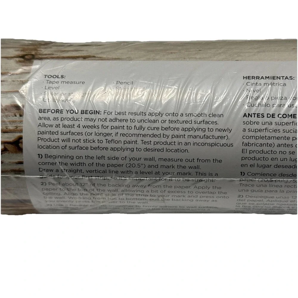 Old Salem WP4-WDD Wood Vinyl Peel‎ Stick Wallpaper 20.5